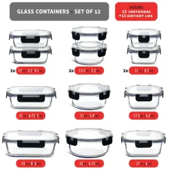 Eatex Glass Food Storage Containers with Lid