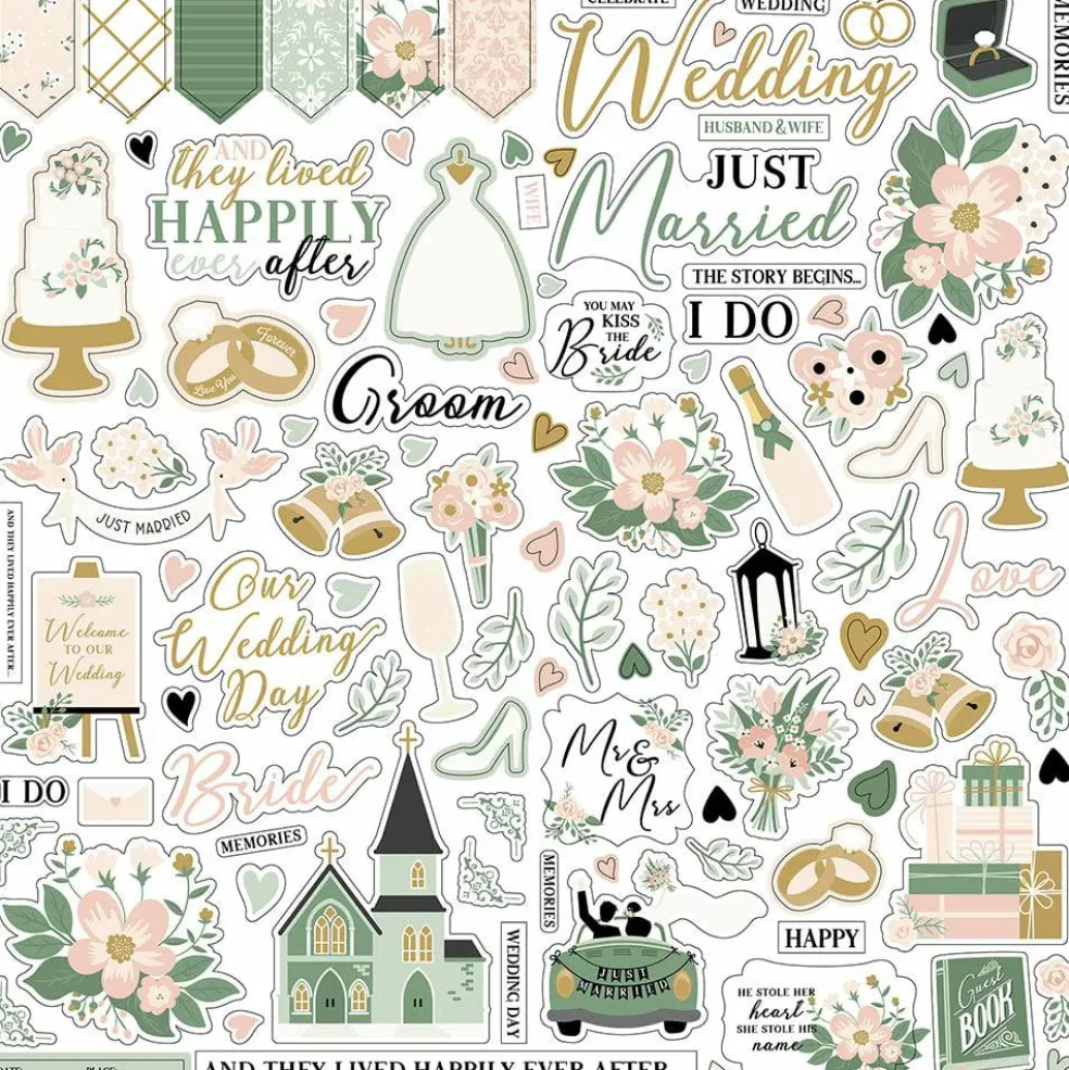 Echo Park Marry Me 12 x 12 Cardstock Element Stickers