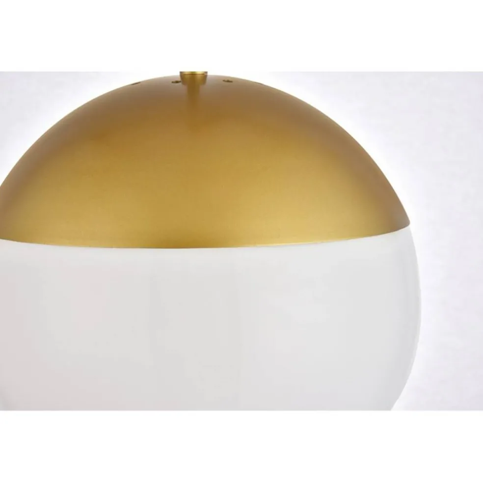 Eclipse 1 Light Brass plug in pendant With Frosted White Glass