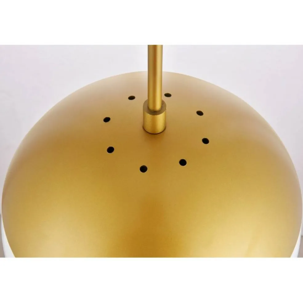 Eclipse 1 Light Brass plug in pendant With Frosted White Glass