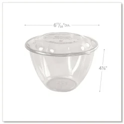 Eco-Products 48 oz. Renewable and Compostable Plastic Salad Bowls with Lids - Clear (150/Carton)