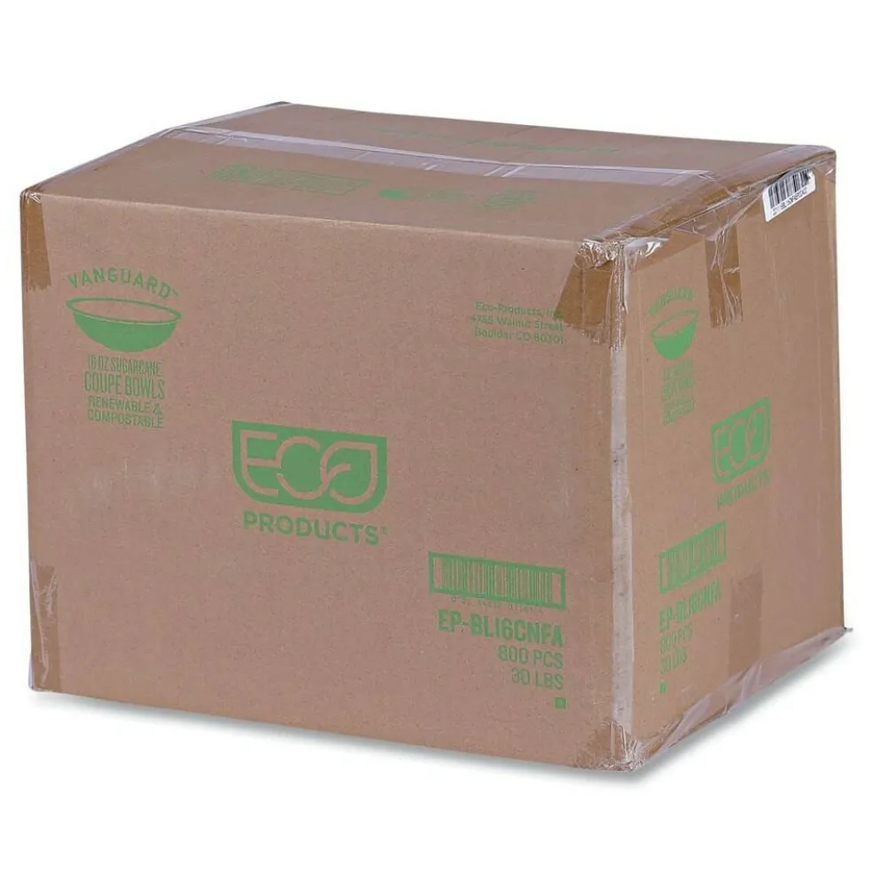 Eco-Products 16 oz. Vanguard Renewable and Compostable Sugarcane Bowls - White (800/Carton)