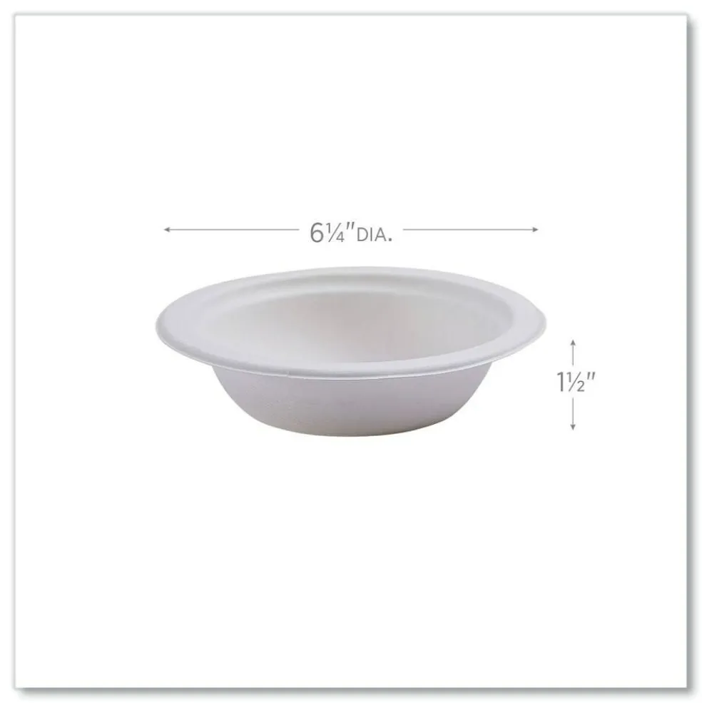 Eco-Products 12 oz. Vanguard Renewable and Compostable Sugarcane Bowls - White (1000/Carton)