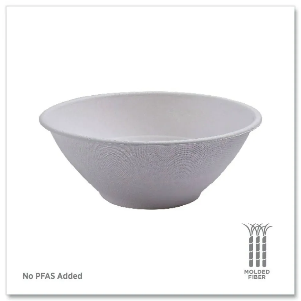 Eco-Products 40 oz Vanguard Renewable and Compostable Sugarcane Bowls - White (400/Carton)