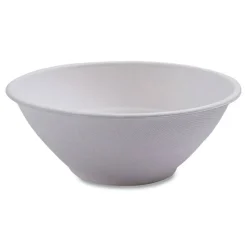 Eco-Products 40 oz Vanguard Renewable and Compostable Sugarcane Bowls - White (400/Carton)