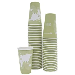 Eco-Products 16 oz. World Art Renewable and Compostable Paper Hot Cups - Moss (50/Pack)