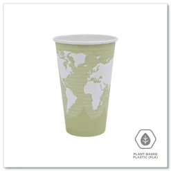 Eco-Products 16 oz. World Art Renewable and Compostable Paper Hot Cups - Moss (50/Pack)