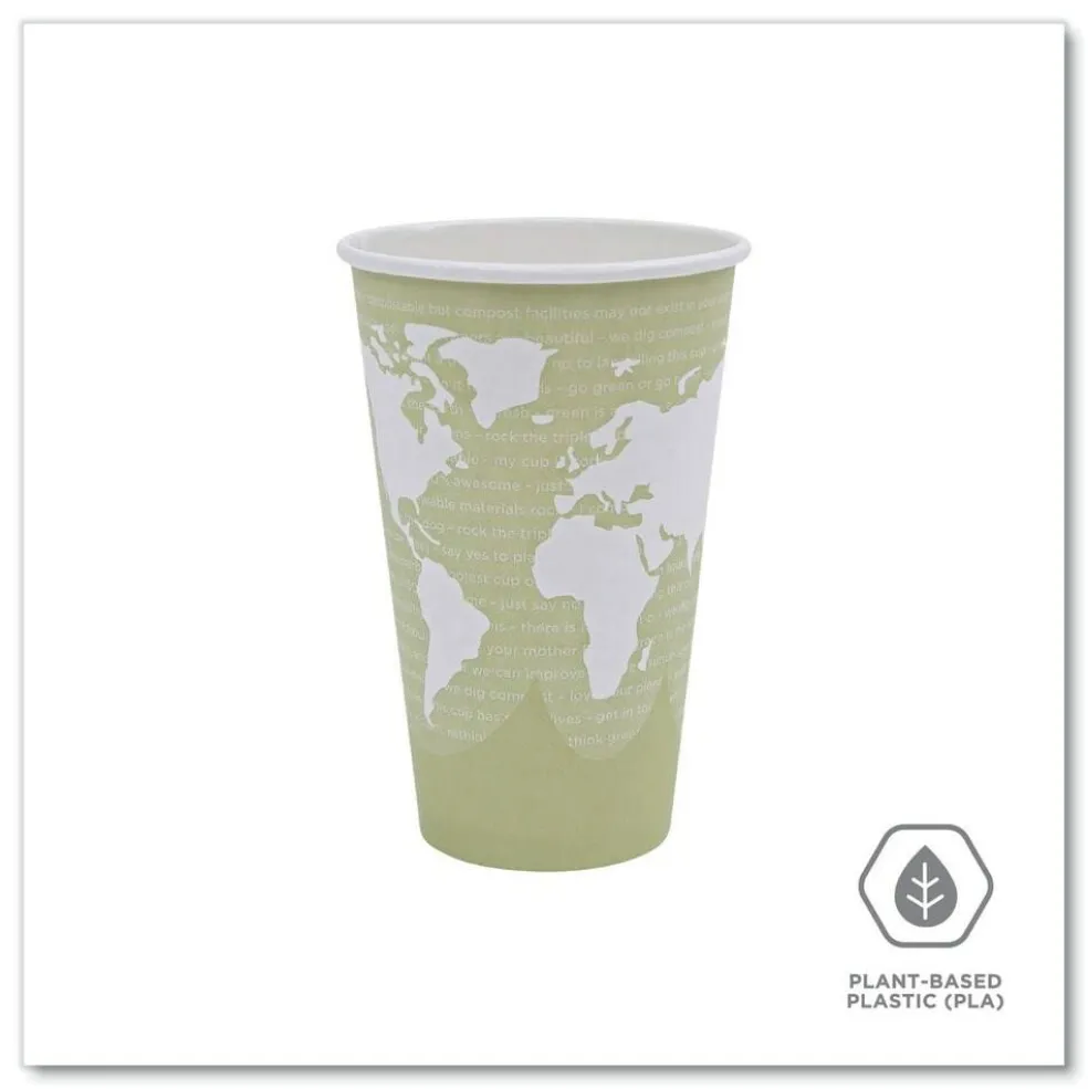 Eco-Products 16 oz. World Art Renewable and Compostable Paper Hot Cups - Moss (50/Pack)