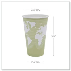 Eco-Products 16 oz. World Art Renewable and Compostable Paper Hot Cups - Moss (50/Pack)