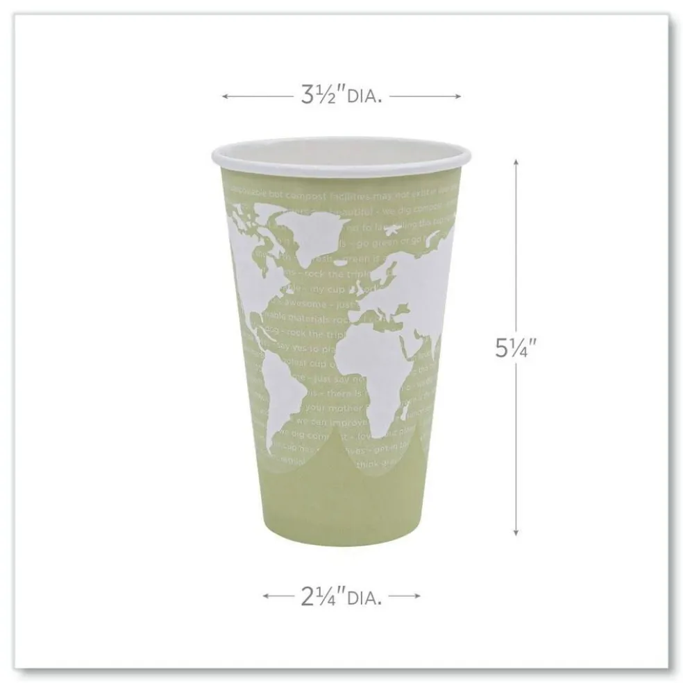 Eco-Products 16 oz. World Art Renewable and Compostable Paper Hot Cups - Moss (50/Pack)