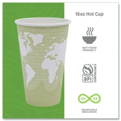 Eco-Products 16 oz. World Art Renewable and Compostable Paper Hot Cups - Moss (50/Pack)