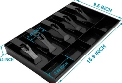 Edge Collections - Black - Black Cash Register Drawer Insert Tray with Bill and Coin Compartments - 1 Piece