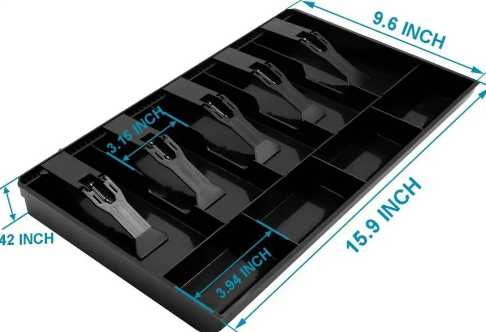 Edge Collections - Black - Black Cash Register Drawer Insert Tray with Bill and Coin Compartments - 1 Piece