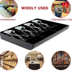 Edge Collections - Black - Cash Register Drawer with 4 Bill and 3 Coin Compartments - 1 Piece