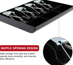 Edge Collections - Black - Cash Register Drawer with 4 Bill and 3 Coin Compartments - 1 Piece