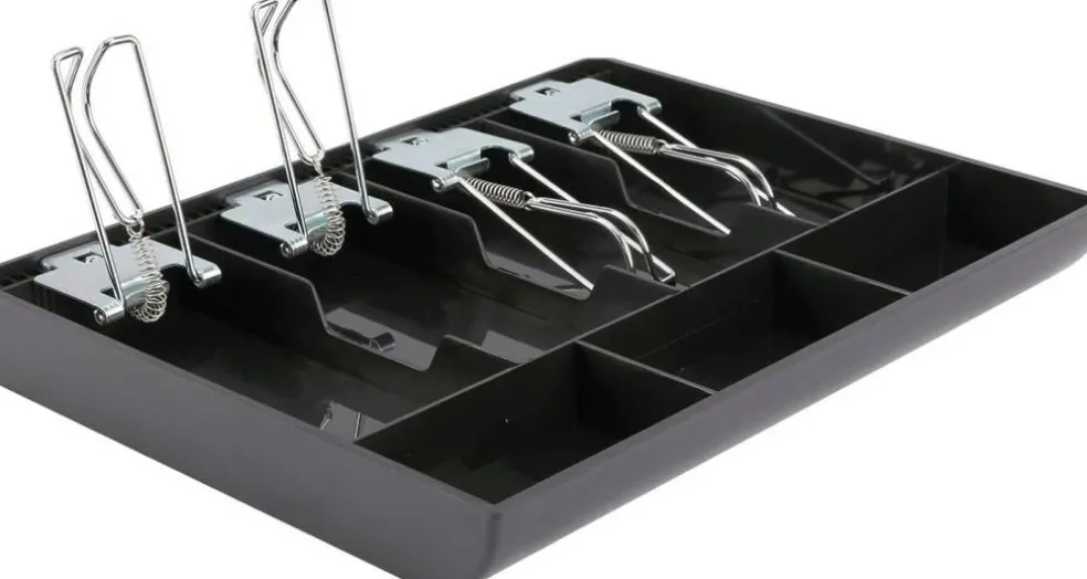 Edge Collections - Black - Cash Register Drawer with 4 Bill and 3 Coin Compartments - 1 Piece