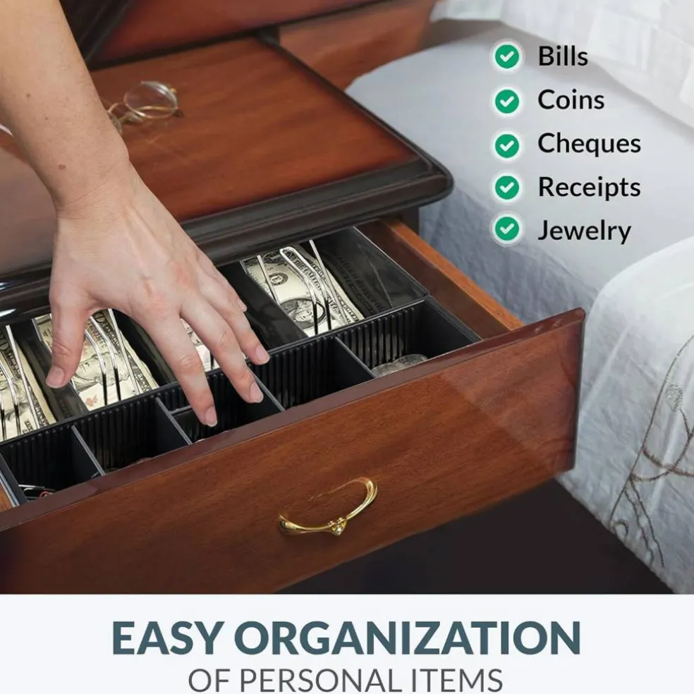 Edge Collections - Black - Cash Register Insert Tray with 4 Bill and 5 Coin Compartments - 1 Piece