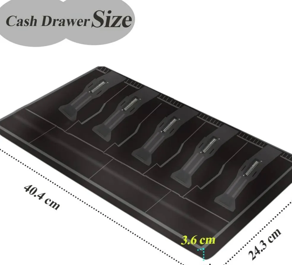 Edge Collections - Black - Cash Register Drawer with 5 Bill and 4 Coin Compartments - 1 Piece