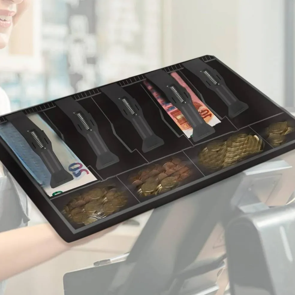 Edge Collections - Black - Cash Register Drawer with 5 Bill and 4 Coin Compartments - 1 Piece
