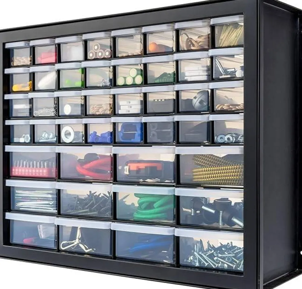 Edge Collections - Black - 44-Drawer Screw Tool Organizer Cabinet for Small Parts Storage - 1 Piece