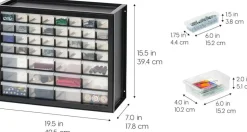 Edge Collections - Black - 44-Drawer Screw Tool Organizer Cabinet for Small Parts Storage - 1 Piece