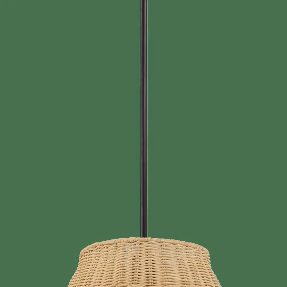 Edge Collections - Black - Essence 1 Light Pendant Rattan Shade Metal Finish - 1 Piece