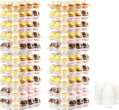 Edge Collections - 12 Cup Capacity - Clear - Stackable Cupcake Carrier with Cupcake Liners for Baking, Parties & Gifting - 20 Pack