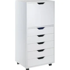 Edge Collections - 5 Drawers - White - Tall Storage Cabinet for Bathroom, Office & Home Organization - 1 Piece