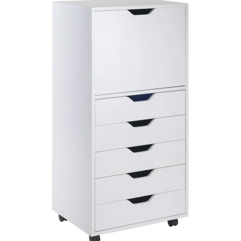 Edge Collections - 5 Drawers - White - Tall Storage Cabinet for Bathroom, Office & Home Organization - 1 Piece