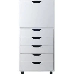 Edge Collections - 5 Drawers - White - Tall Storage Cabinet for Bathroom, Office & Home Organization - 1 Piece