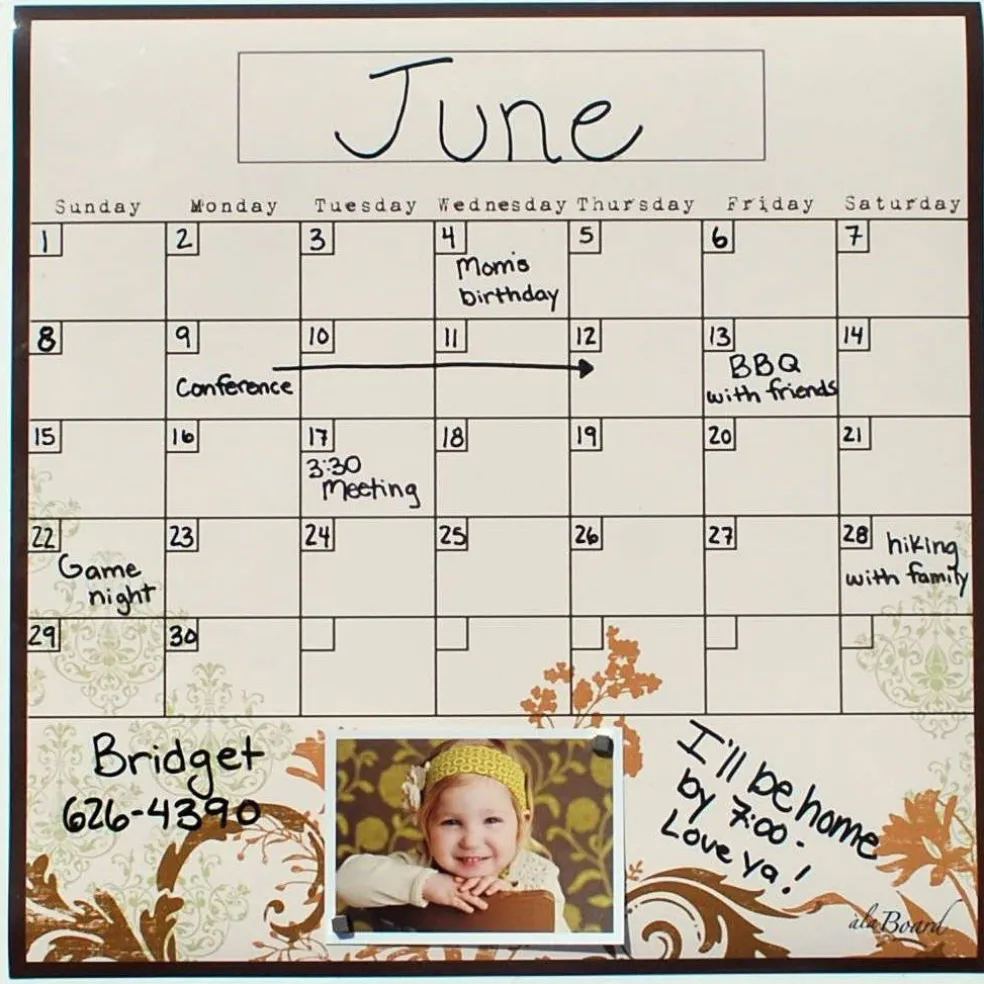 Edge Collections – Dry Erase Fridge Calendar for Home & Office Organization – 1 Piece