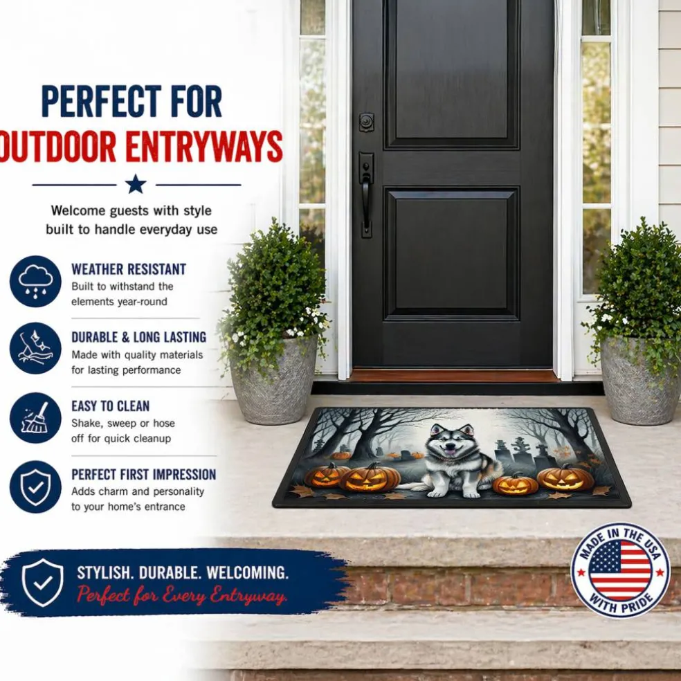 Edge Collections - Multicolor - Halloween Runner Doormat for Front Door Indoor Outdoor Entryway - 1 Piece