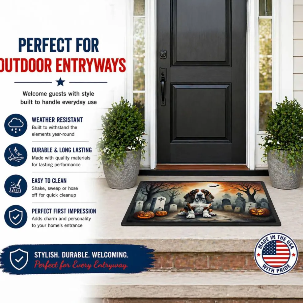 Edge Collections - Multicolor - Halloween Runner Doormat for Front Door Indoor Outdoor Entryway - 1 Piece