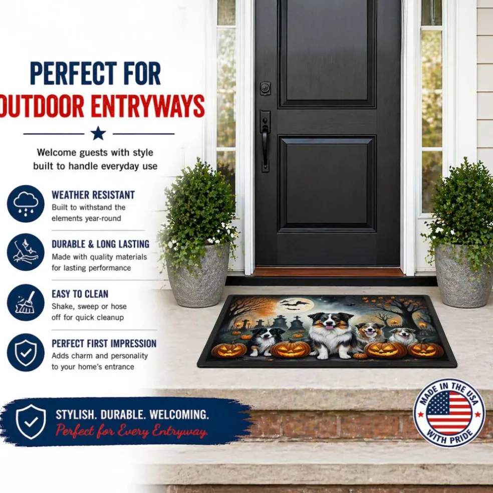 Edge Collections - Multicolor - Spooky Halloween Runner Mat for Front Door Indoor Outdoor Entryway - 1 Piece