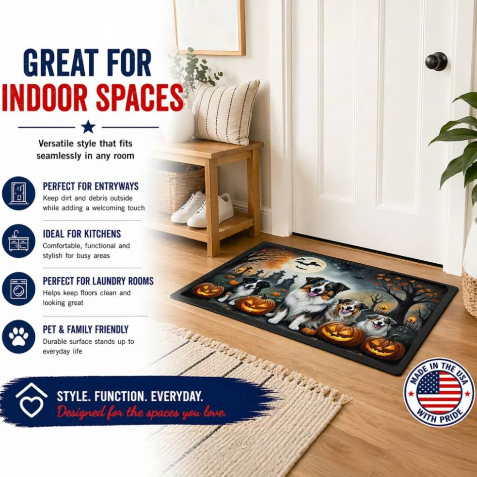 Edge Collections - Multicolor - Spooky Halloween Runner Mat for Front Door Indoor Outdoor Entryway - 1 Piece