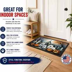 Edge Collections - Multicolor - Spooky Halloween Runner Mat for Front Door Indoor Outdoor Entryway - 1 Piece