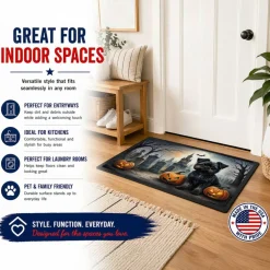 Edge Collections - Multicolor - Spooky Halloween Runner Mat for Front Door Indoor Outdoor Entryway - 1 Piece