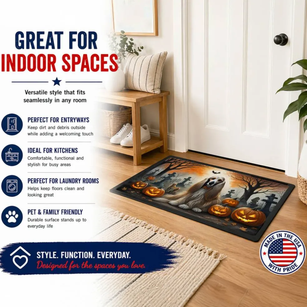 Edge Collections - Multicolor - Spooky Halloween Runner Mat for Front Door Indoor Outdoor Entryway - 1 Piece