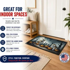 Edge Collections - Multicolor - Spooky Halloween Runner Mat for Front Door Indoor Outdoor Entryway - 1 Piece