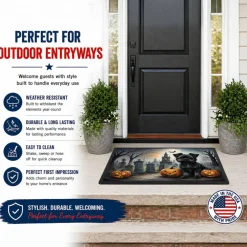 Edge Collections - Multicolor - Spooky Halloween Runner Mat for Front Door Indoor Outdoor Entryway - 1 Piece