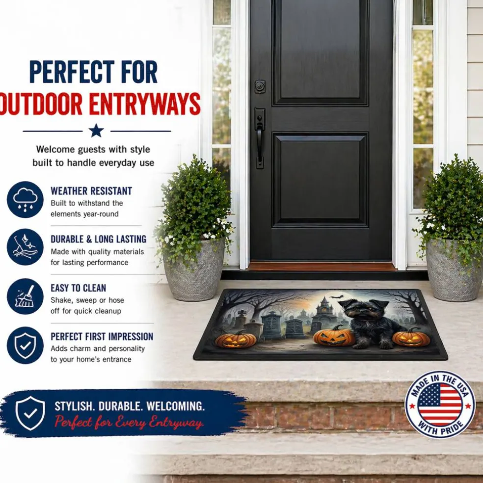 Edge Collections - Multicolor - Spooky Halloween Runner Mat for Front Door Indoor Outdoor Entryway - 1 Piece