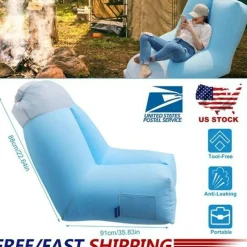 Edge Collections - Multiple Colors - Inflatable Lounger Air Sofa with Carry Bag for Camping, Beach & Travel - 1 Piece