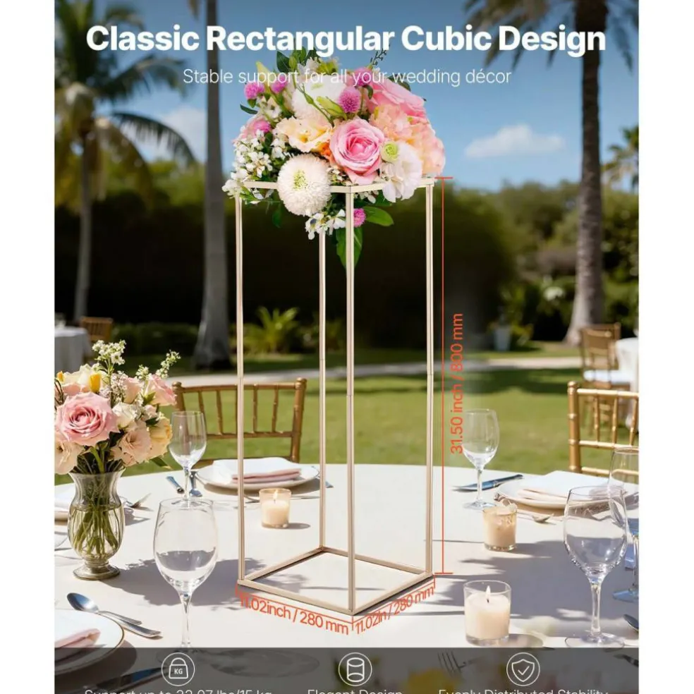 Edge Collections - Rectangular Wedding Flower Stand with Column Display for Centerpieces & Event Décor - 10 Pieces 1 Set