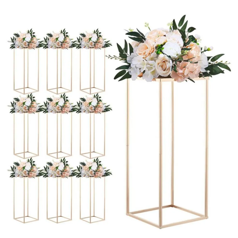 Edge Collections - Rectangular Wedding Flower Stand with Column Display for Centerpieces & Event Décor - 10 Pieces 1 Set