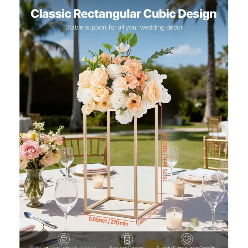 Edge Collections - Rectangular Wedding Flower Stand with Column Display for Centerpieces & Event Décor - 10 Pieces 1 Set