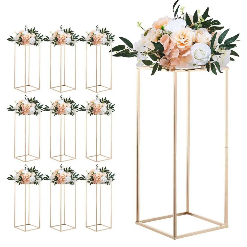 Edge Collections - Rectangular Wedding Flower Stand with Column Display for Centerpieces & Event Décor - 10 Pieces 1 Set