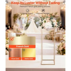 Edge Collections - Rectangular Wedding Flower Stand with Column Display for Centerpieces & Event Décor - 10 Pieces 1 Set