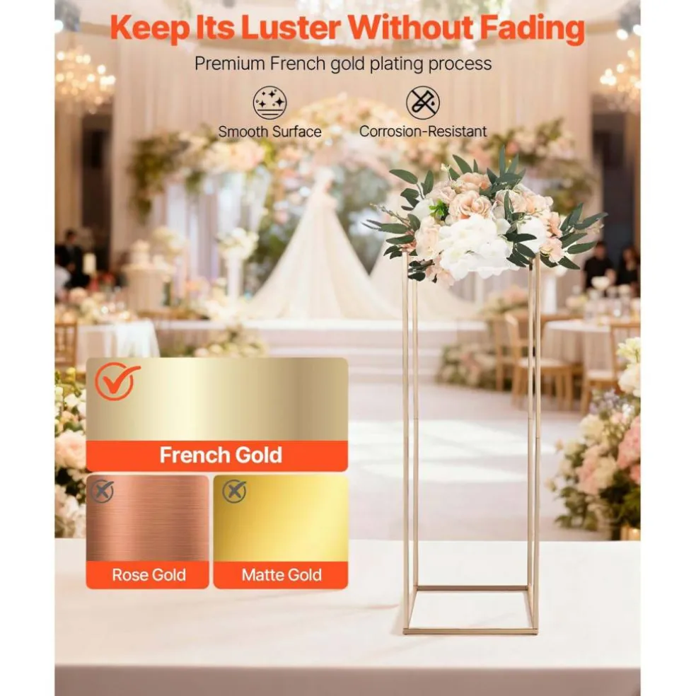 Edge Collections - Rectangular Wedding Flower Stand with Column Display for Centerpieces & Event Décor - 10 Pieces 1 Set