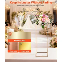 Edge Collections - Rectangular Wedding Flower Stand with Column Display for Centerpieces & Event Décor - 10 Pieces 1 Set