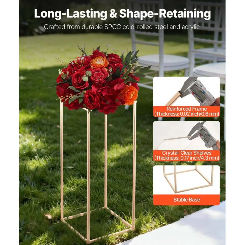 Edge Collections - Rectangular Wedding Flower Stand with Column Display for Centerpieces & Event Décor - 10 Pieces 1 Set